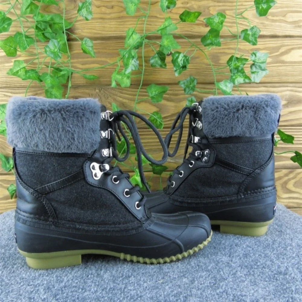 Tommy Hilfiger‎ TwRian2 Women Duck Boots Black Synthetic Lace Up Size 7 Medium